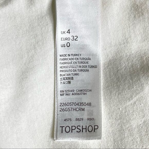 Topshop White Ivory Cold Shoulder Short Cap Sleeves Crop Zipper Back Top Size 0 - Picture 8 of 15